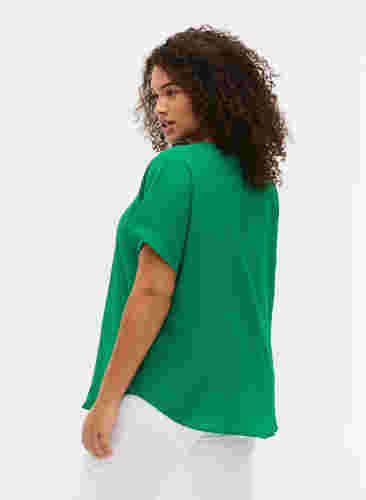 Bluse mit kurzen Ärmeln und Rundhalsausschnitt, Jolly Green, Model image number 1