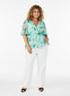 Gebl&uuml;mte Chiffonbluse mit kurzen &Auml;rmeln, Gr&uuml;n, Model image number 1