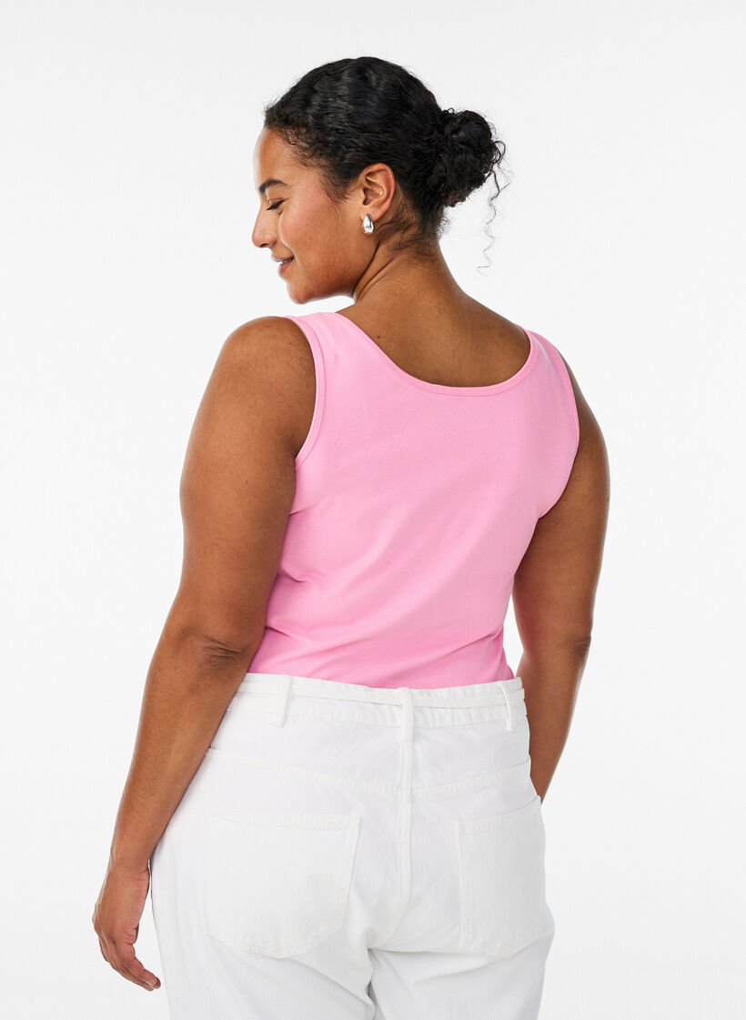 Einfarbiges Basic Top aus Baumwolle, Pink, Model image number 2