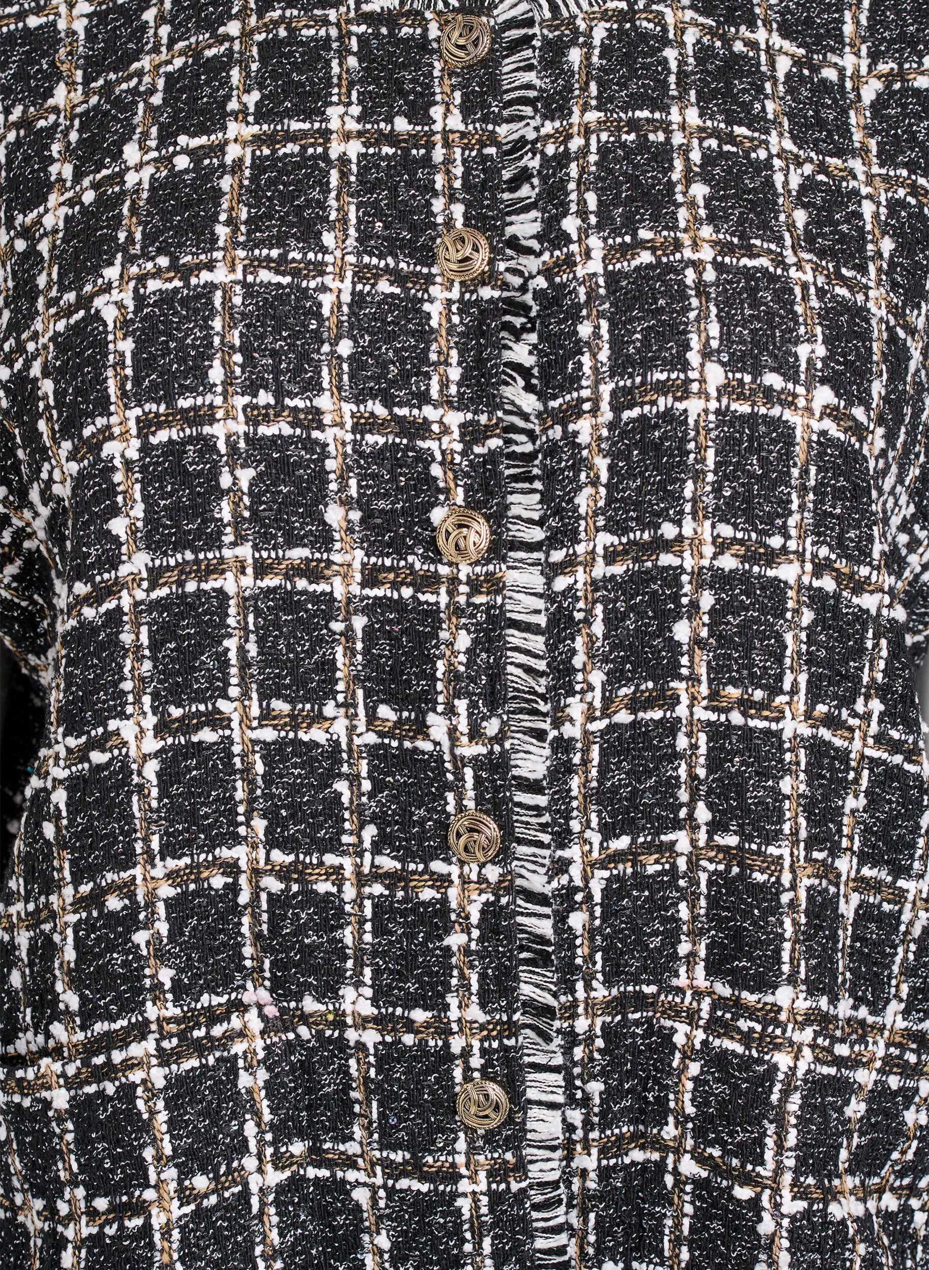 ZizziKarierte Weste mit Zierkn&ouml;pfen, Schwarz, Packshot image number 2