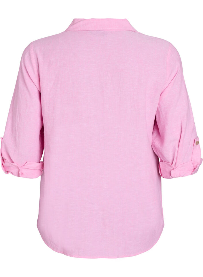 Bluse aus Leinen und Viskose mit 3/4-Ärmeln, Pink, Packshot image number 1