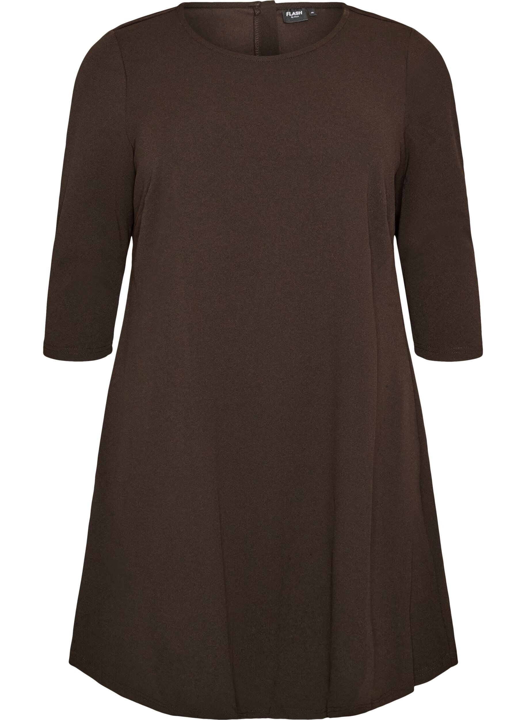 ZizziKurzes Kleid in A-Linien-Form und mit 3/4-&Auml;rmeln, Braun, Packshot image number 0