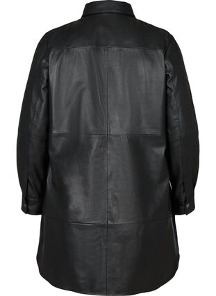 Lange Hemdjacke aus Leder, Black, Packshot image number 1