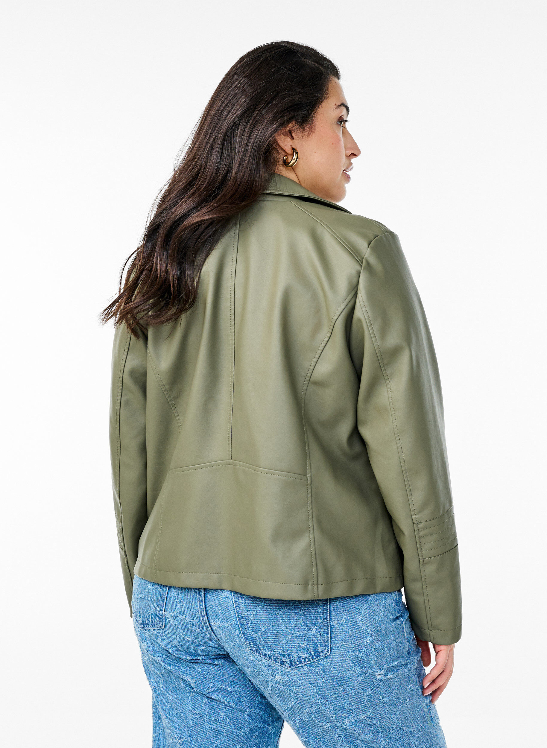 ZizziBikerjacke aus Kunstleder, Gr&uuml;n, Model image number 2