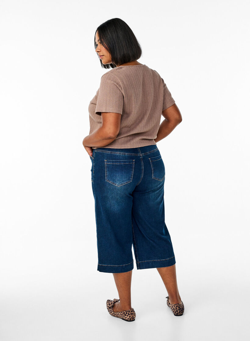 Denim-Knickers mit weiten Beinen, Blau, Model image number 1