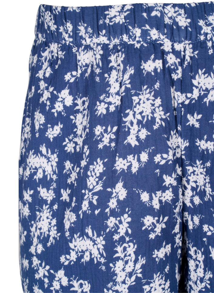 Florale Pyjamashorts aus Baumwolle, V. Indigo Flower AOP, Packshot image number 2