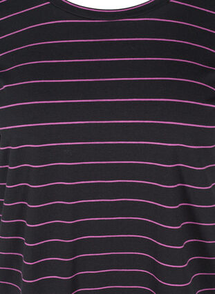 Gestreiftes T-Shirt aus Baumwolle, Black w. Purple , Packshot image number 2