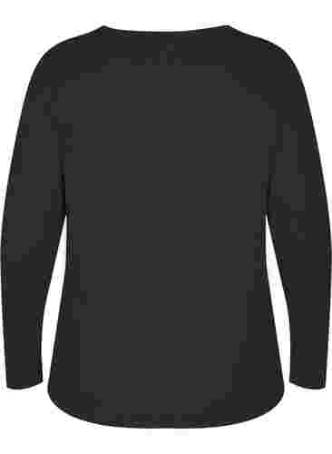 Bluse mit Cut-Out und langen Ärmeln, Black, Packshot image number 1
