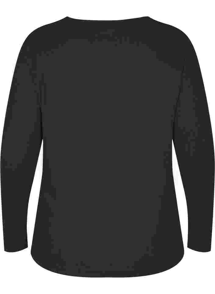 Bluse mit Cut-Out und langen Ärmeln, Black, Packshot image number 1