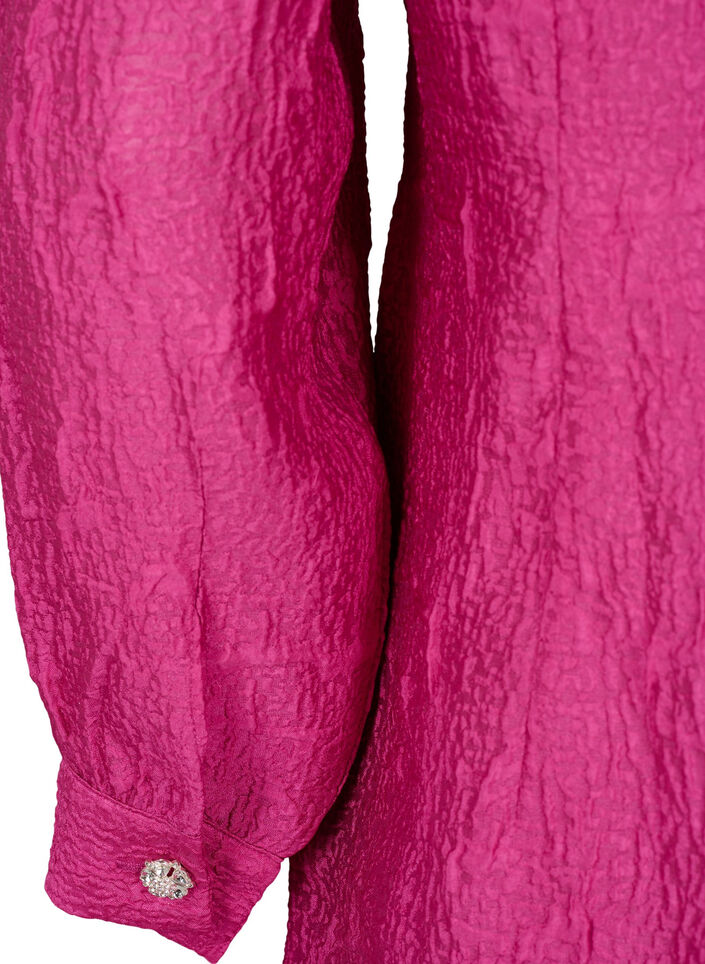 Hemdkleid mit Textur und Perlmuttknöpfen, Cactus Flower, Packshot image number 3