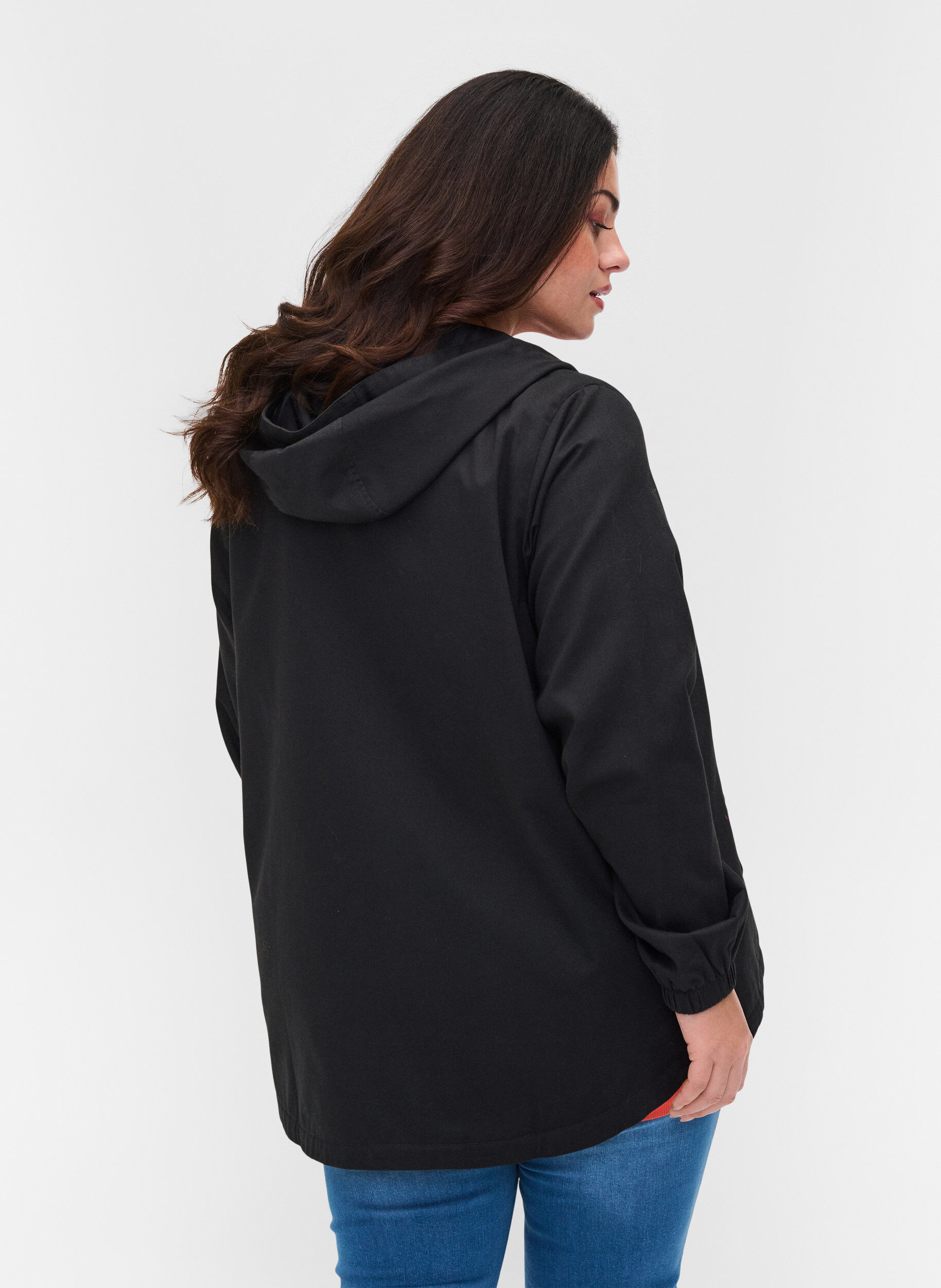 ZizziKurze Parkajacke mit Kapuze und Kordelzug, Black, Model image number 1