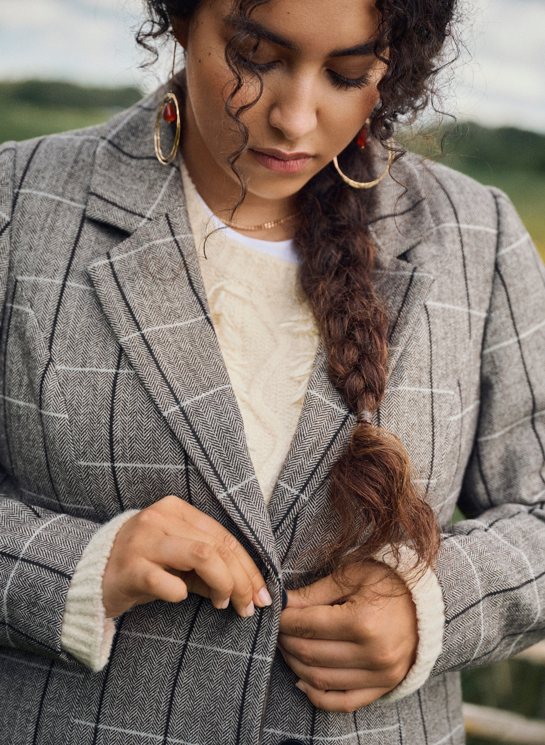 ZizziKlassischer karierter Blazer, Grau, Image image number 0