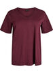 Basic-T-Shirt mit V-Ausschnitt aus Bio-Baumwolle, Dunkles Bordeaux, Packshot image number 0
