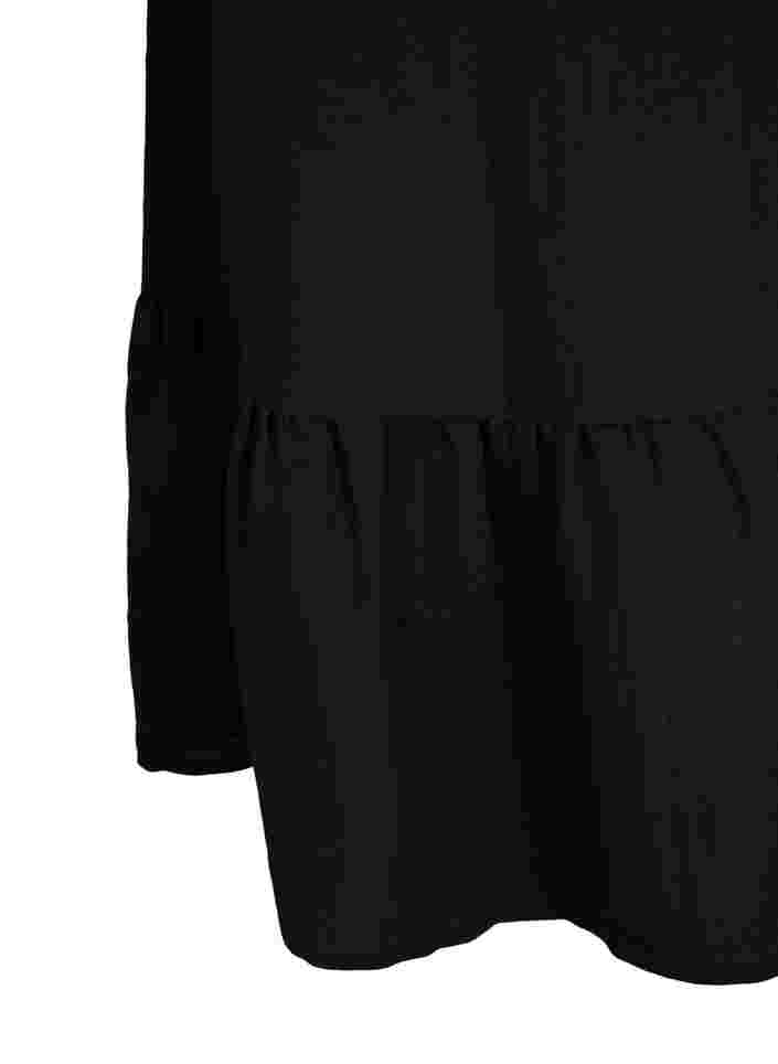 Kurzärmeliges Viskosekleid mit V-Ausschnitt, Black, Packshot image number 3