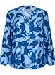 Langärmelige Bluse mit Paisleymuster und V-Ausschnitt, Blue Paisley AOP, Packshot image number 0