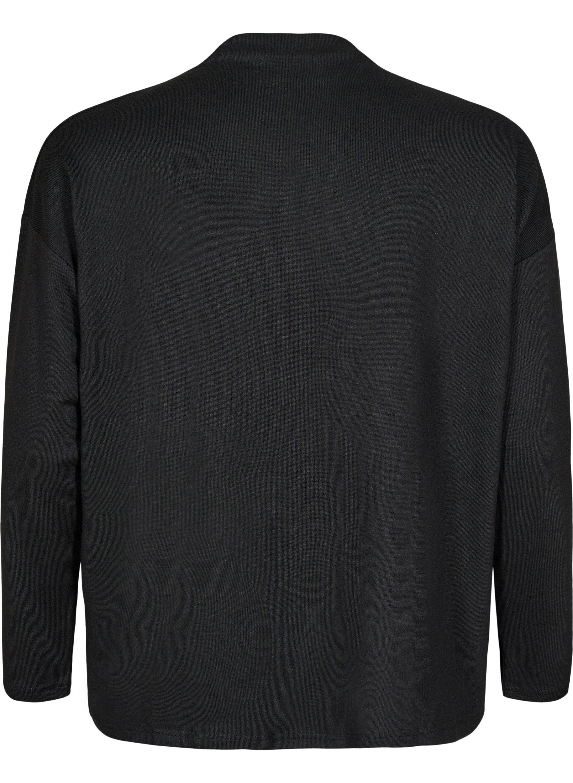 ZizziBluse mit Stehkragen und langen &Auml;rmeln, Schwarz, Packshot image number 1