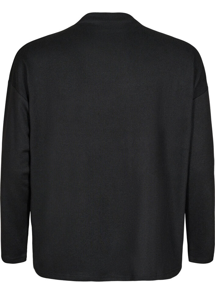 Bluse mit Stehkragen und langen Ärmeln, Schwarz, Packshot image number 1