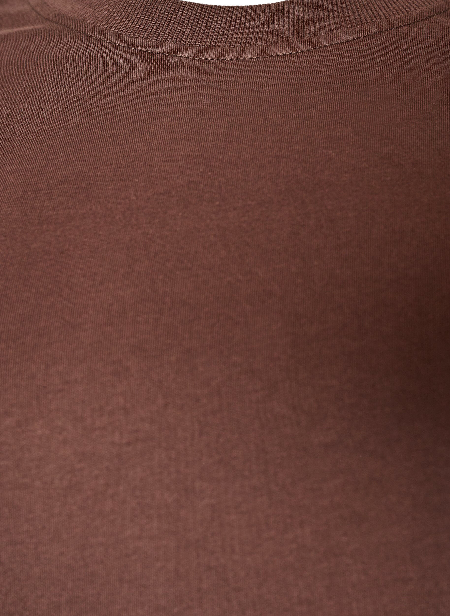 ZizziBasic-T-Shirt aus Baumwolle mit Rundhalsausschnitt, Braun, Packshot image number 2