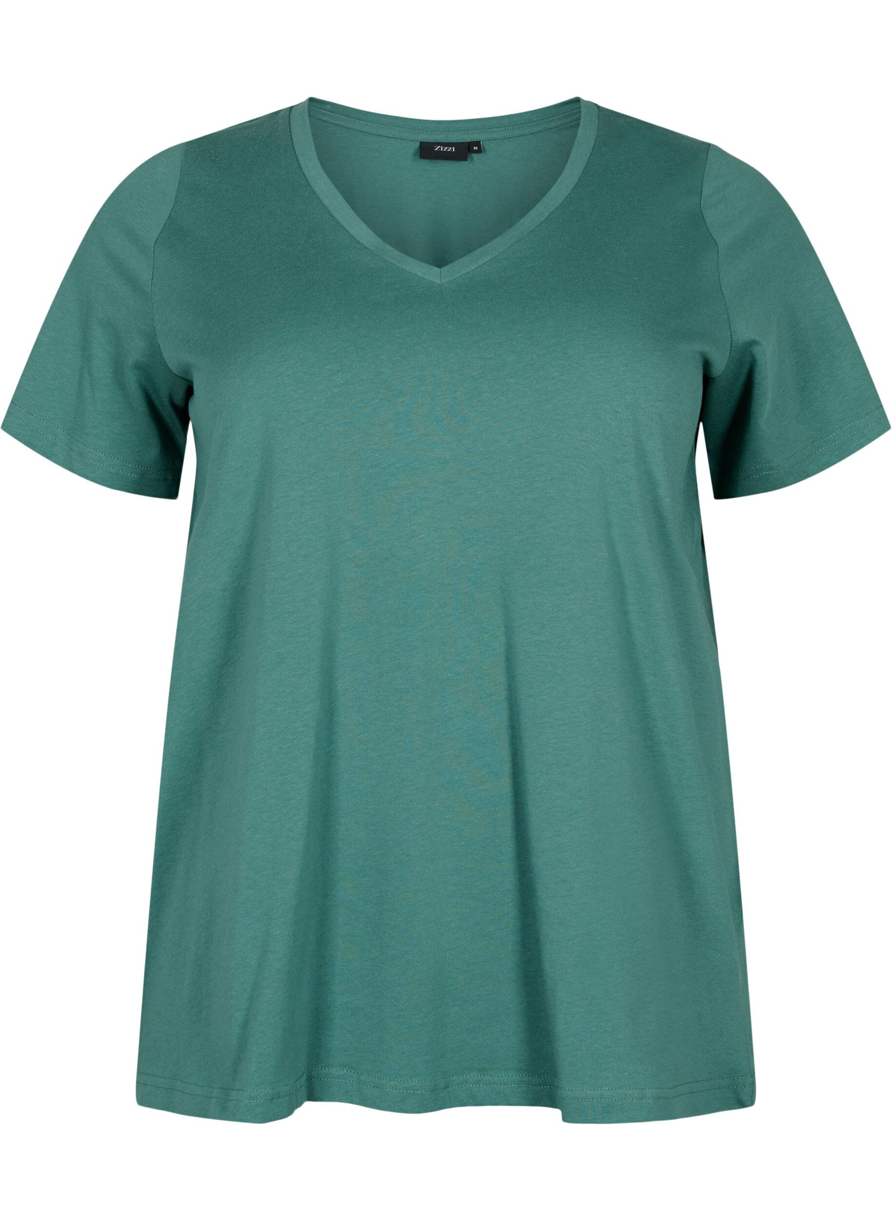 Zizzi2er-Pack basic T-Shirts aus Baumwolle, Mallard Green/Black, Packshot image number 2