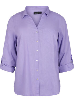 Hemdbluse mit Knopfverschluss, Lavender, Packshot image number 0