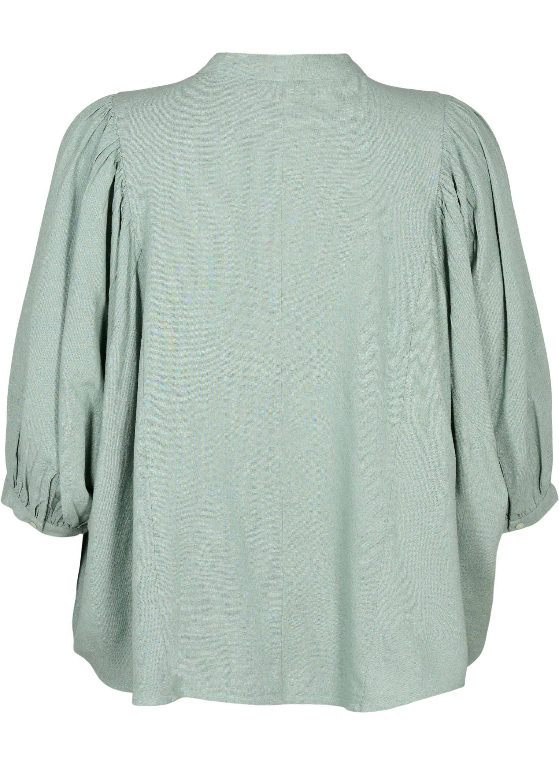 ZizziViskose-Leinen-Mix-Shirt-Bluse mit 3/4-&Auml;rmeln, Chinois Green, Packshot image number 1