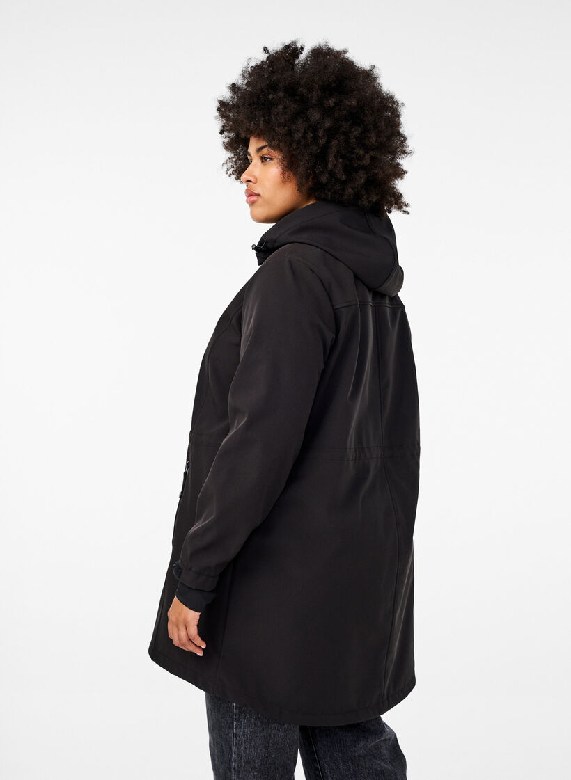 Softshelljacke mit abnehmbarer Kapuze, Schwarz, Model image number 2