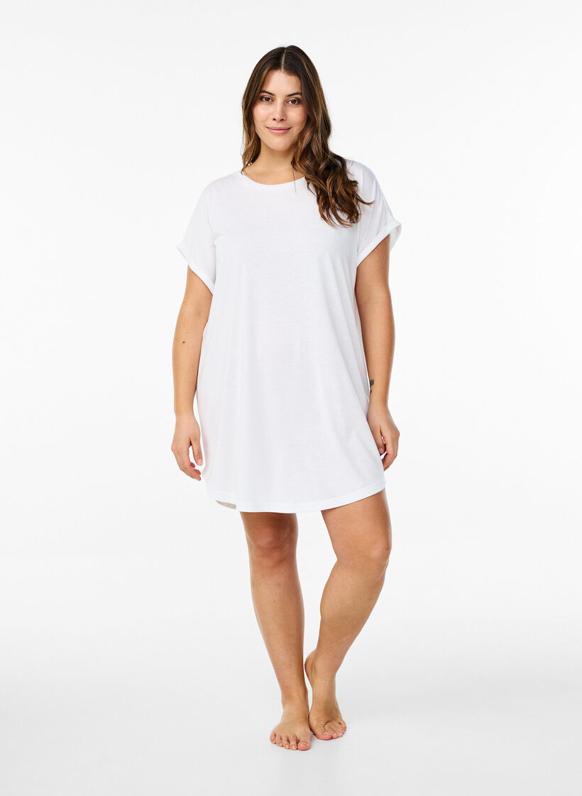 Kurz&auml;rmliges Nachthemd mit Textdruck, , Model image number 1