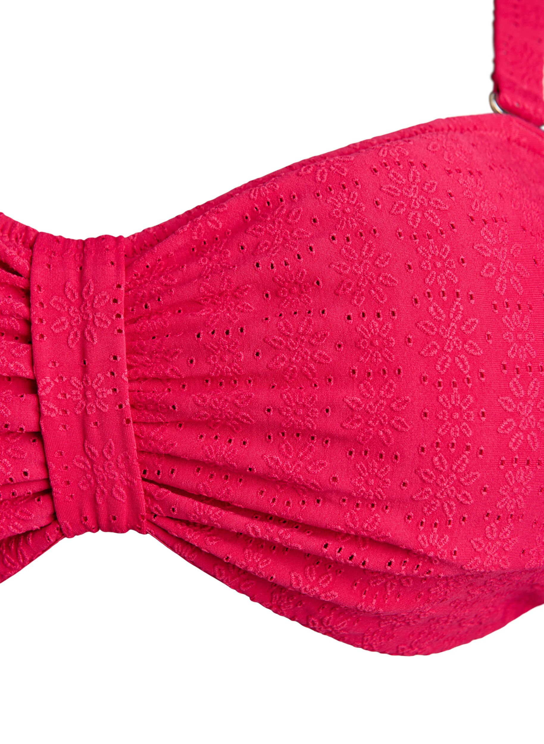 ZizziBandeau-Bikini-Top mit Strukturmuster und abnehmbaren Tr&auml;gern, Pink, Packshot image number 2