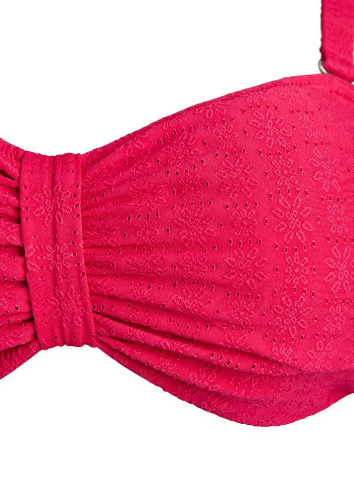 Bandeau-Bikini-Top mit Strukturmuster und abnehmbaren Tr&auml;gern, Pink, Packshot image number 2