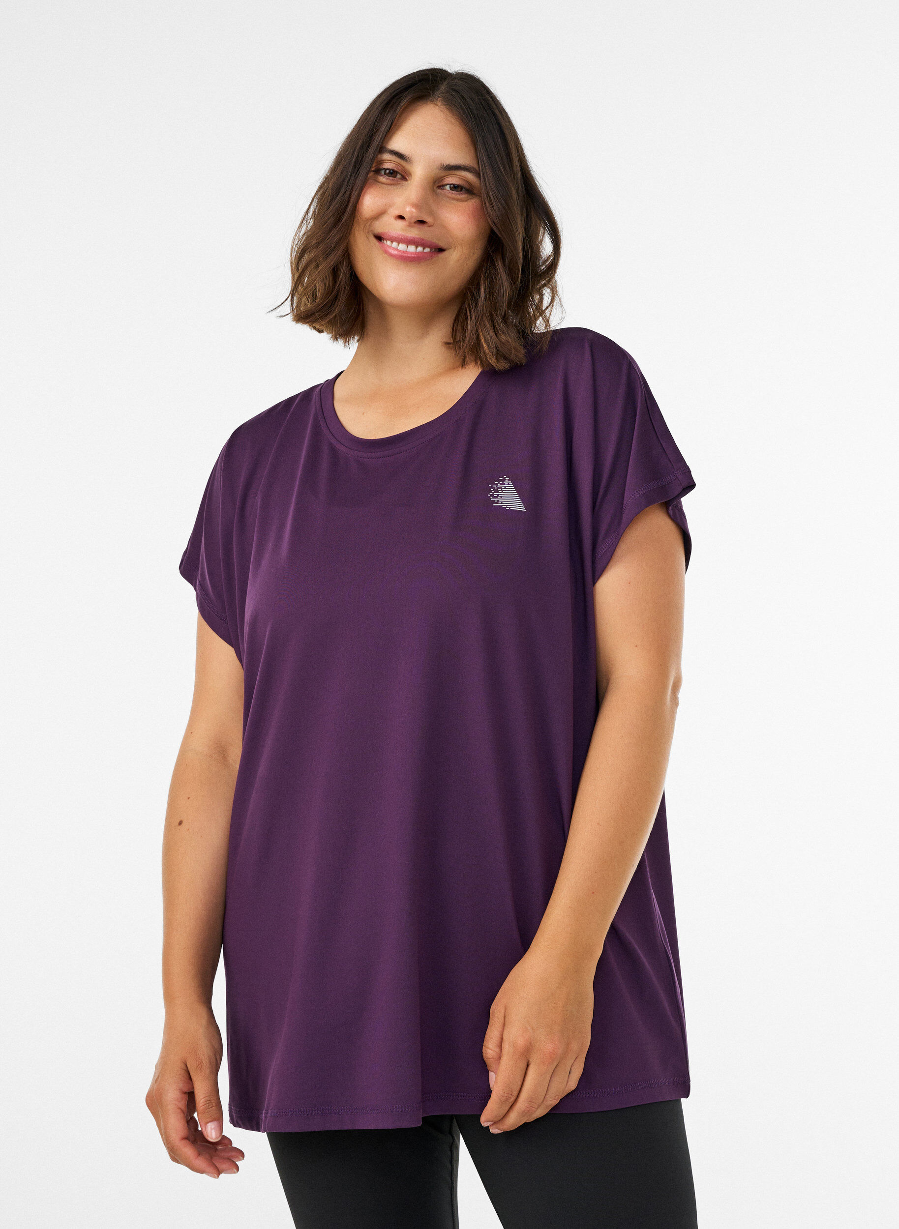 Einfarbiges Trainings-T-Shirt, Lila, Model