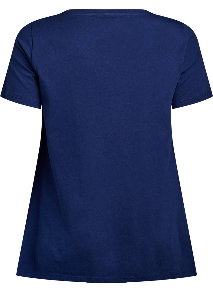 T-Shirt mit Rundhalsausschnitt und A-Linie, Blau, Packshot image number 1