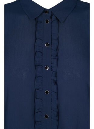 Hemdbluse aus Viskose mit Knopfverschluss und Rüschendetails, Navy Blazer, Packshot image number 2