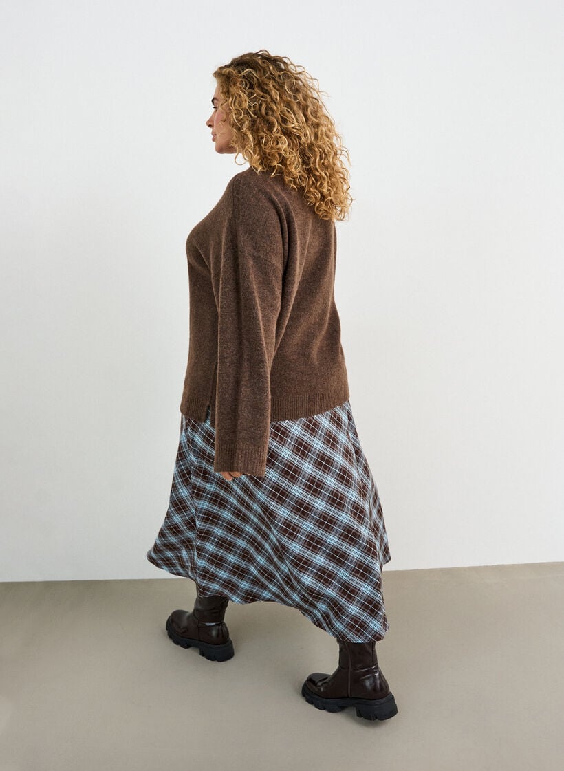 Karierter Maxirock in A-Linie, Blau, Model image number 1