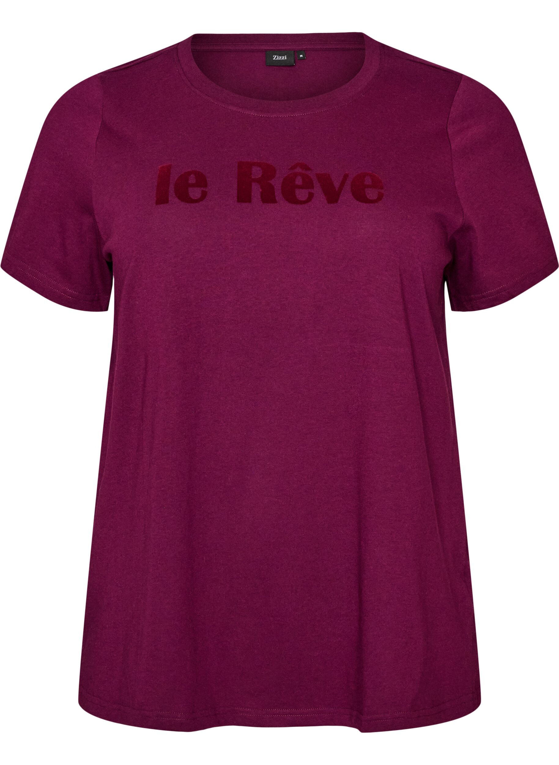 T-Shirt aus Bio-Baumwolle mit Text aus Velours