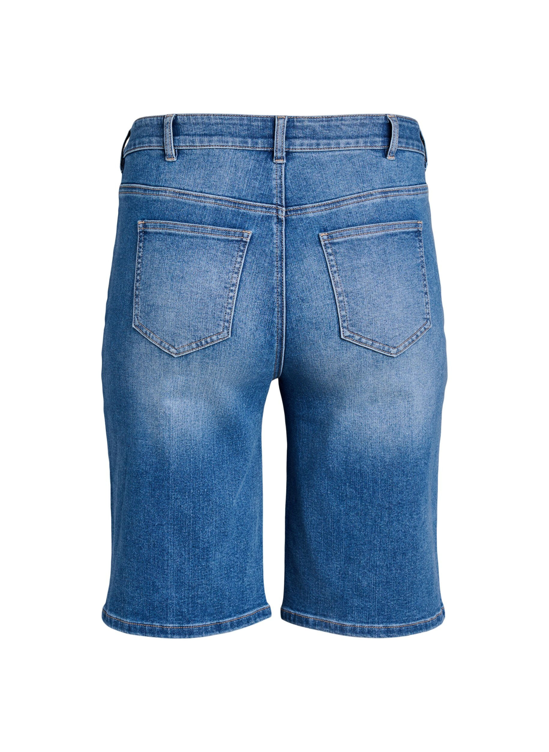 ZizziHoch taillierte Bermuda Shorts aus Denim, Blau, Packshot image number 1