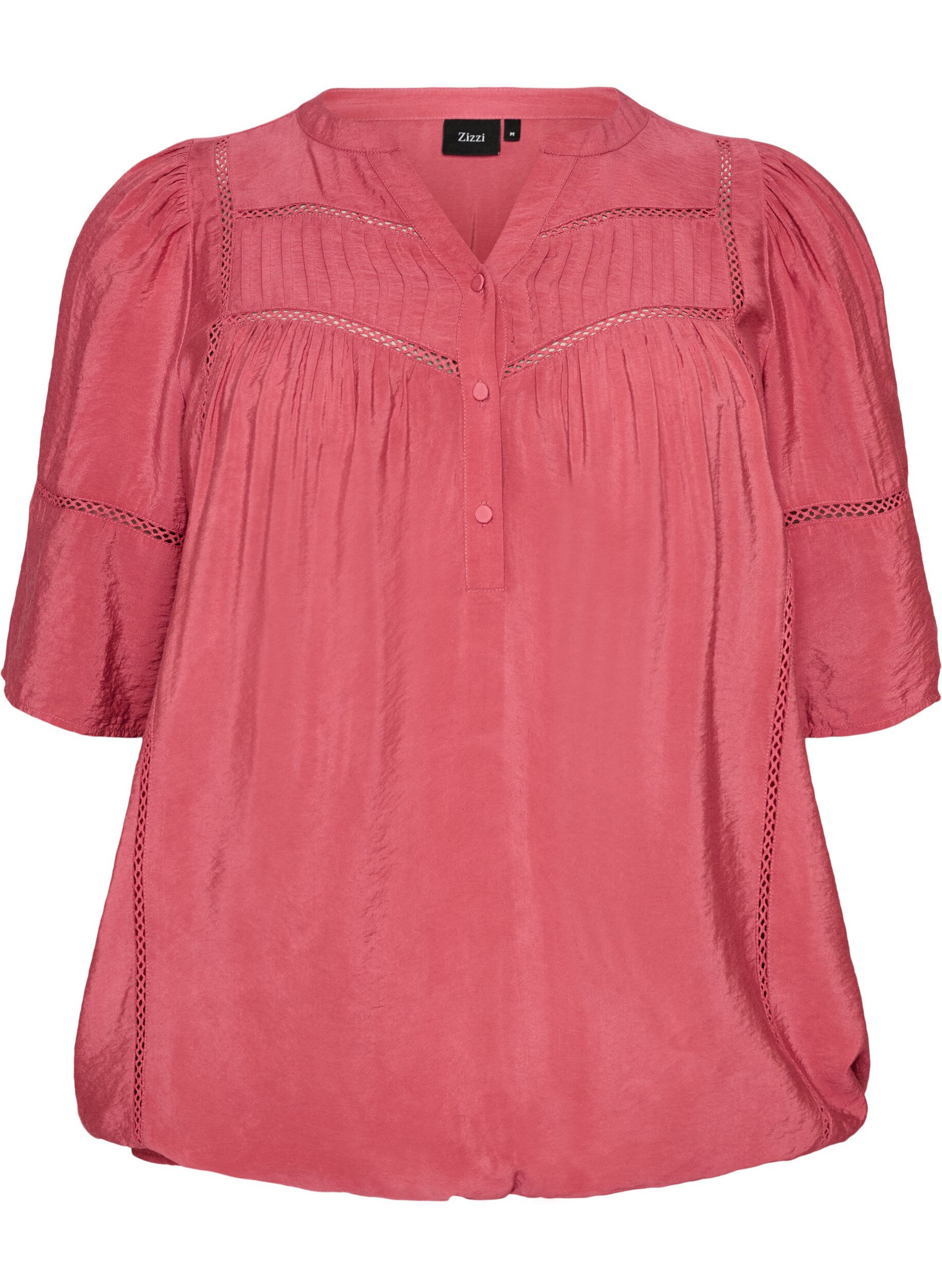Bluse aus Viskose mit Biesen und Ballon&auml;rmeln