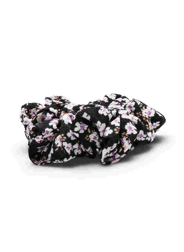 Unifarbenes Scrunchie, White/Purple AOP, Packshot image number 1