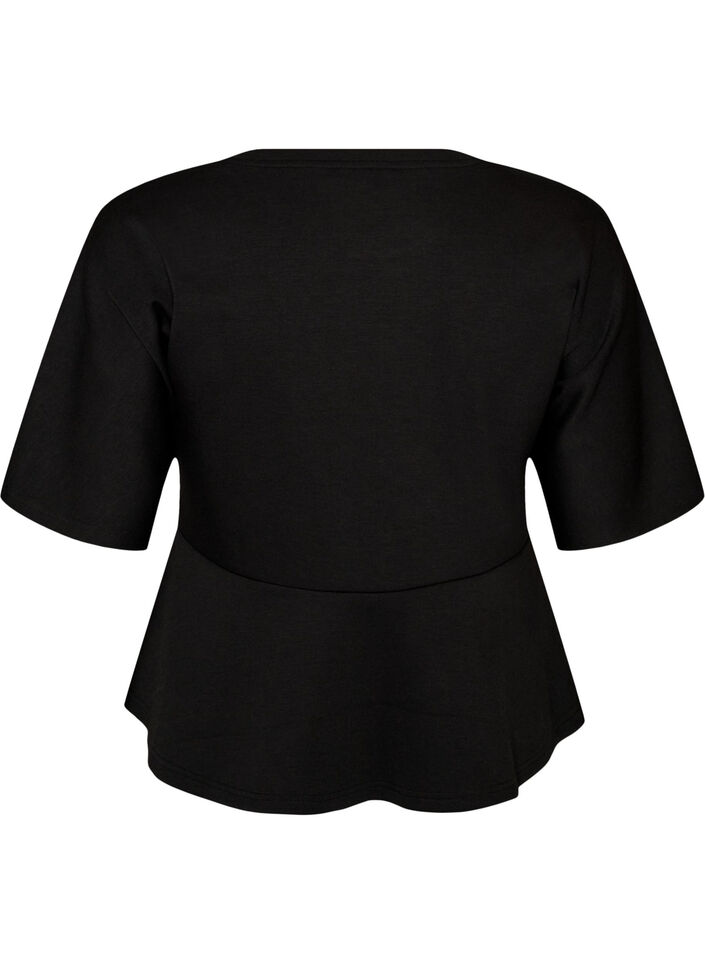 Peplum-Bluse mit ellenbogenlangen &Auml;rmeln, Schwarz, Packshot image number 1