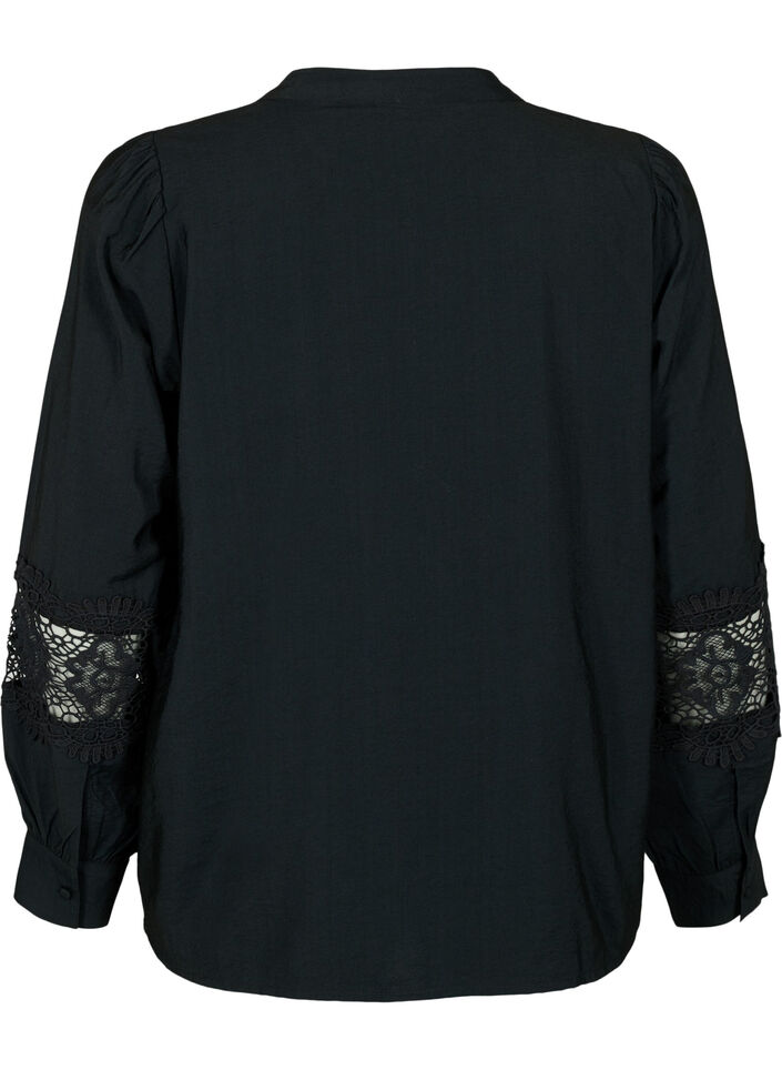  Bluse aus Viskose mit Häkeleien, Black, Packshot image number 1