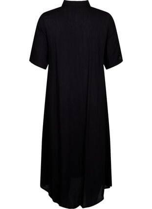 Hemdkleid aus Viskose mit kurzen Ärmeln, Black, Packshot image number 1