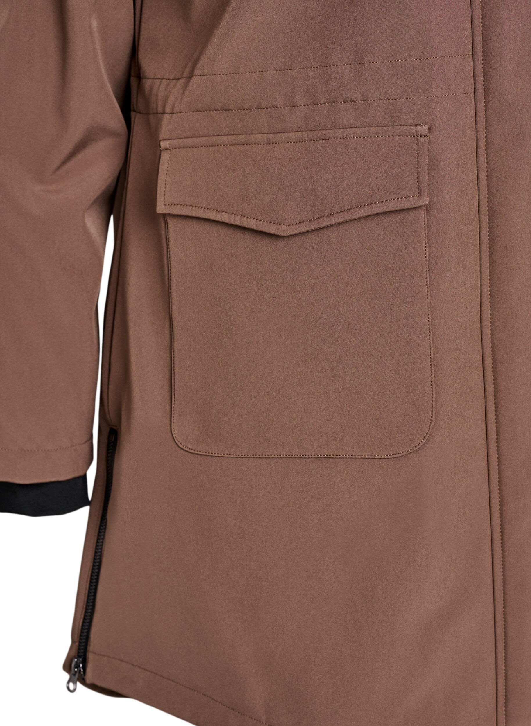 ZizziWasserabweisende Softshell-Jacke mit Steppfutter, Braun, Packshot image number 3