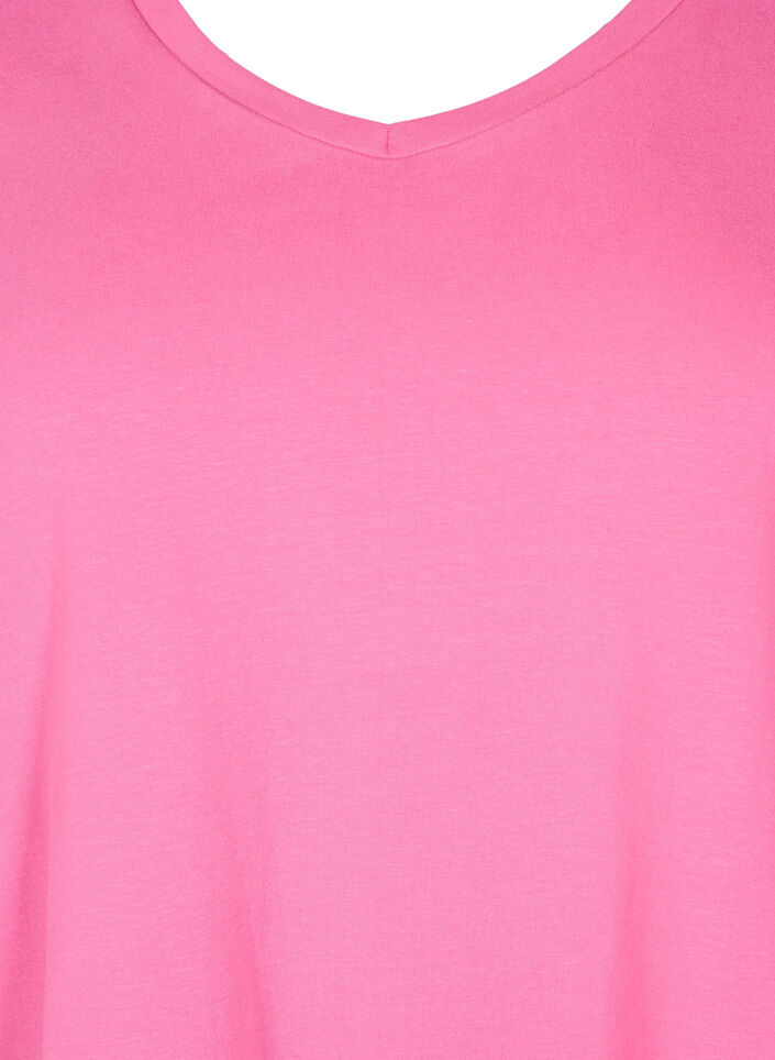 Einfarbiges basic T-Shirt aus Baumwolle, Pink, Packshot image number 2