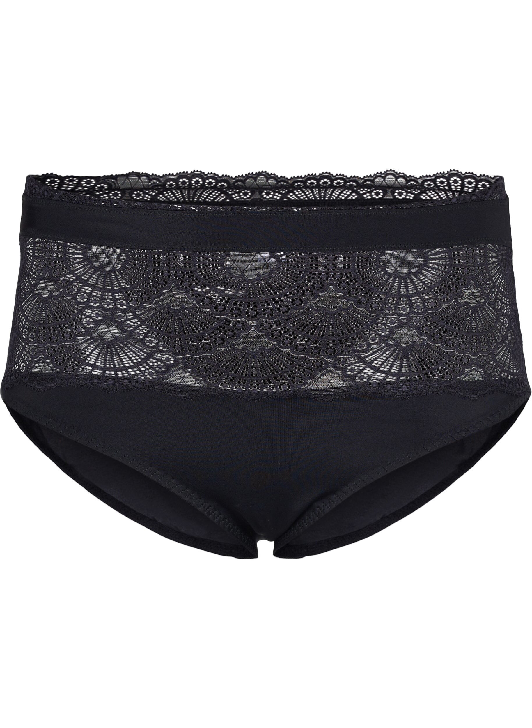 Zizzi	 Tai Panty mit Spitze und hoher Taille, Black, Packshot image number 0