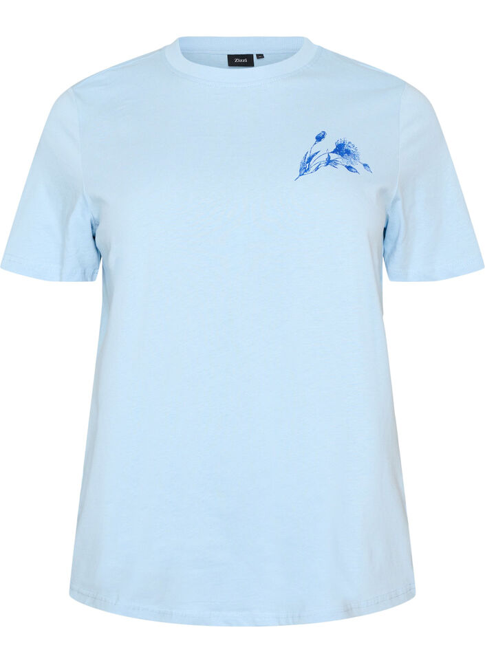 T-shirt aus Baumwolle mit Print, Blau, Packshot image number 0