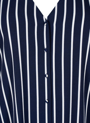  Hemdbluse mit V-Ausschnitt und Aufdruck, Maritime Blue Stripe, Packshot image number 2
