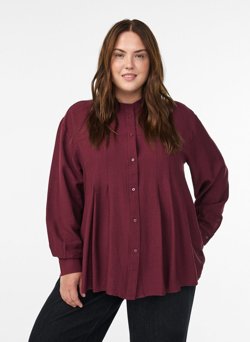 Bluse aus Viskose mit A-Linie, Rot, Model image number 0