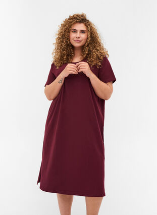 Kurzarm Kleid aus Baumwolle mit Schlitz, Port Royal, Model image number 0
