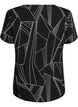 Kurz&auml;rmelige Bluse aus Viskose mit Print, Schwarz, Packshot image number 1