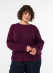 Gerippter Pullover mit Ballon&auml;rmeln, Lila, Model image number 3