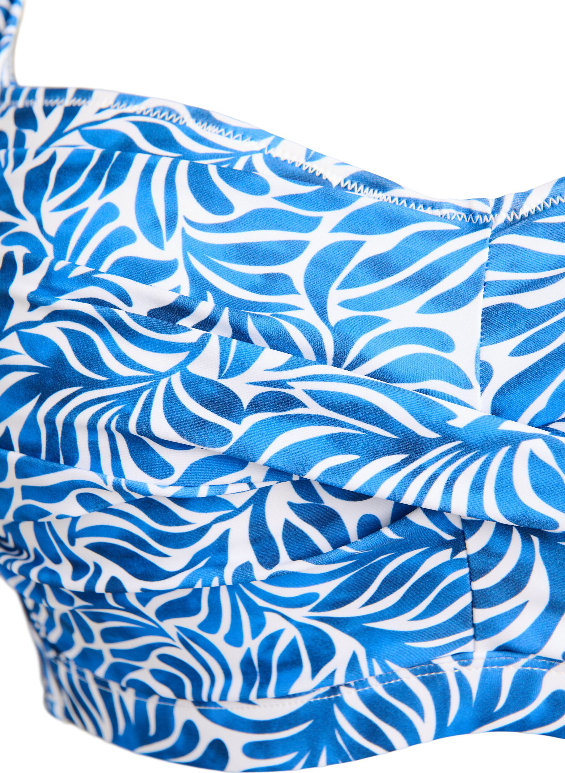 ZizziWattierter Bikini-Oberteil mit Print, Blau, Packshot image number 2